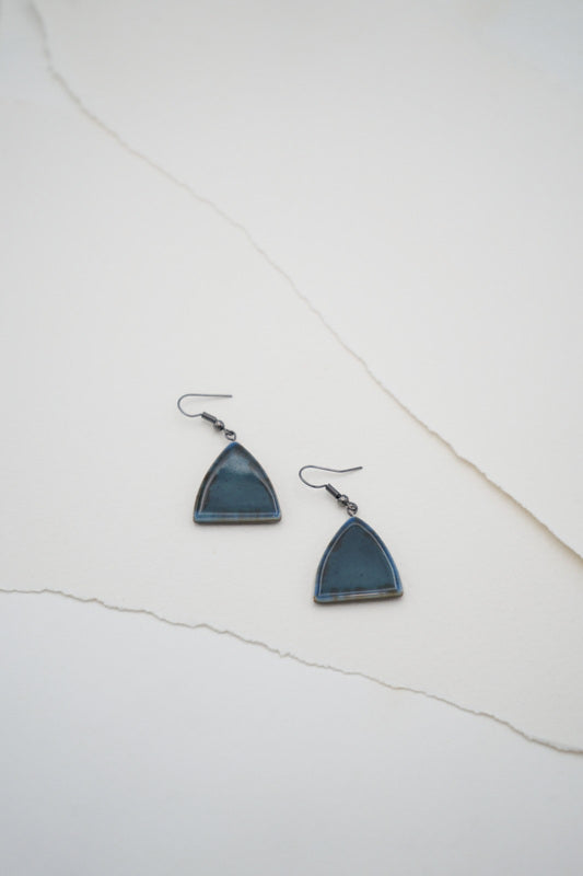 Teal Blue Triangular Earring