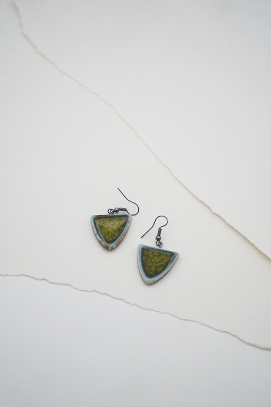 Green Selenium Triangular Earring